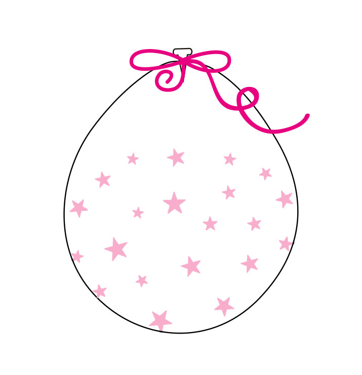 18" Stuffing Balloons (25 Per Bag) Decomex Clear SMALL STAR Pink INK
