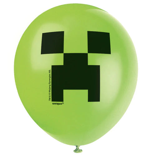 12" (8 Count) Minecraft Latex Balloons 2 Sided