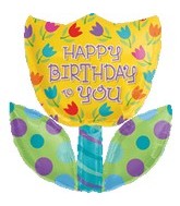 28" Happy Birthday Flower Balloon (SLIGHT DAMAGE)