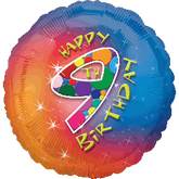 18" Happy 9th Birthday Mylar Balloon