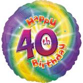 18" Happy 40th Birthday Mylar Balloon