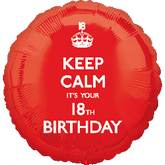 18" Keep Calm It's Your 18th Birthday Balloon