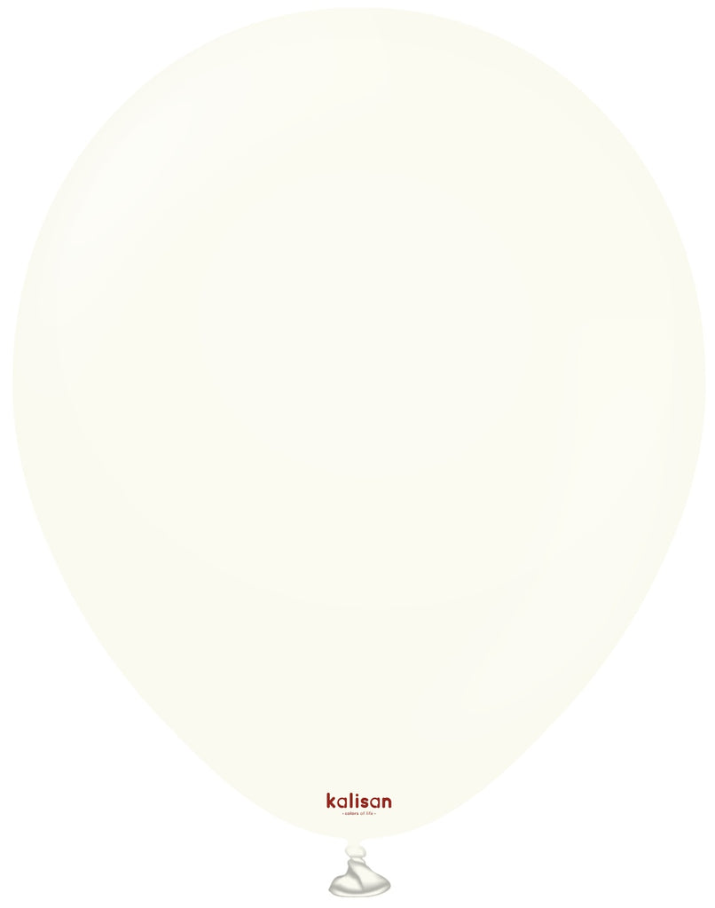 12" Kalisan Latex Balloons Retro White (50 Per Bag)