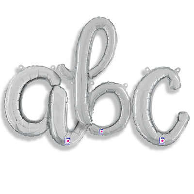 14" Betallic Brand Script Letter Balloon Silver Balloons