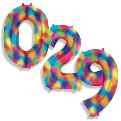 34" Anagram Brand Rainbow Splash Numbers Balloons
