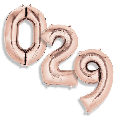 33" Anagram Brand Rose Gold Numbers Balloons