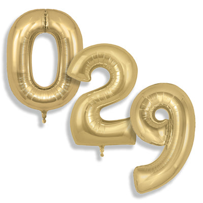 34" Oaktree Brand Silk Gold Numbers Balloons