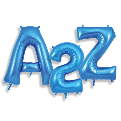 34" Oaktree Brand Blue Letter and Number Balloons