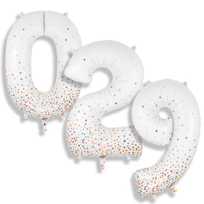 34" Oaktree Brand Fizz Holographic Rose Gold Numbers Balloons