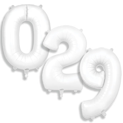34" Oaktree Brand Matte White Numbers Balloons