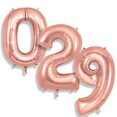 34" Oaktree Brand Rose Gold Numbers Balloons