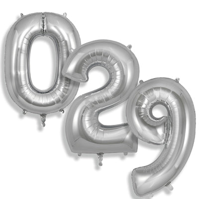 34" Oaktree Brand Silver Numbers Balloons