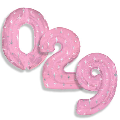 38" CTI Brand Pink Sparkle Number Balloons
