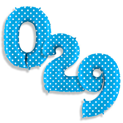 40" Europe Brand Blue Polka Dots Number Balloons