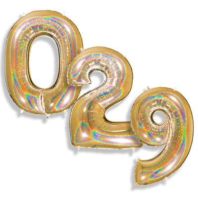 40" Europe Brand Gold Glitter Number Balloons