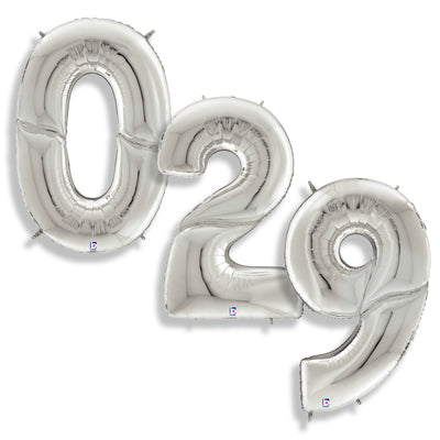 64" Betallic Brand Silver Gigaloon Number Balloons
