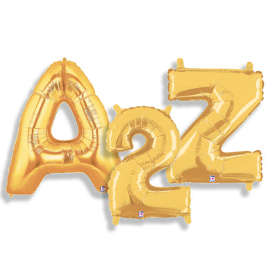 7" Betallic Brand Gold Letter and Number Balloons