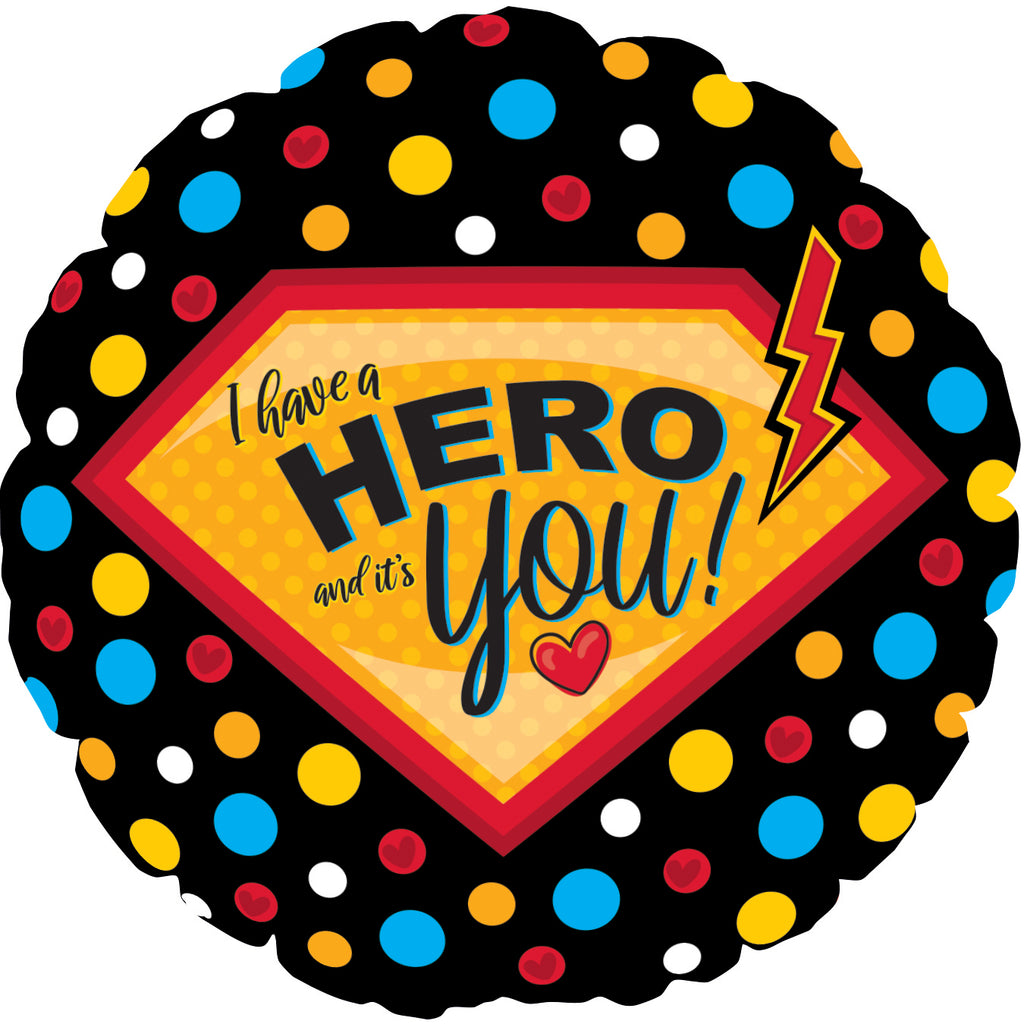 Flat Uninflated 9" Airfill Only Hero, It's You! Foil Balloons Manufactured By CTI Industries Corporation of Lake Barrington IL