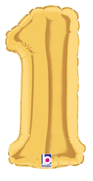 7" Airfill Only (requires heat sealing) Megaloon Jr. Number Balloon 1 Gold