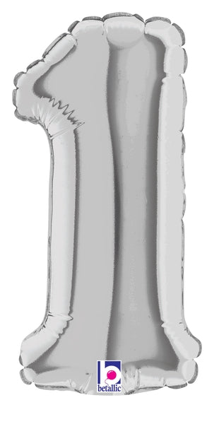 7" Airfill Only (requires heat sealing) Megaloon Jr. Number Balloon 1 Silver