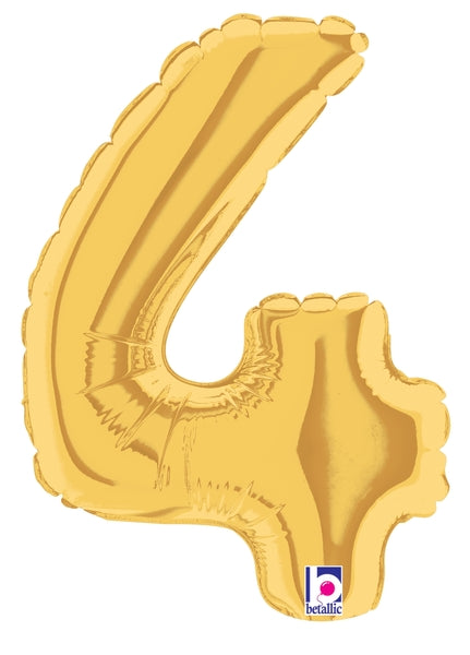 7" Airfill Only (requires heat sealing) Megaloon Jr. Number Balloon 4 Gold