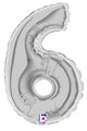 7" Airfill Only (requires heat sealing) Megaloon Jr. Number Balloon 6 Silver