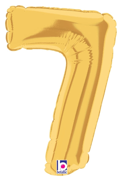 7" Airfill Only (requires heat sealing) Megaloon Jr. Number Balloon 7 Gold