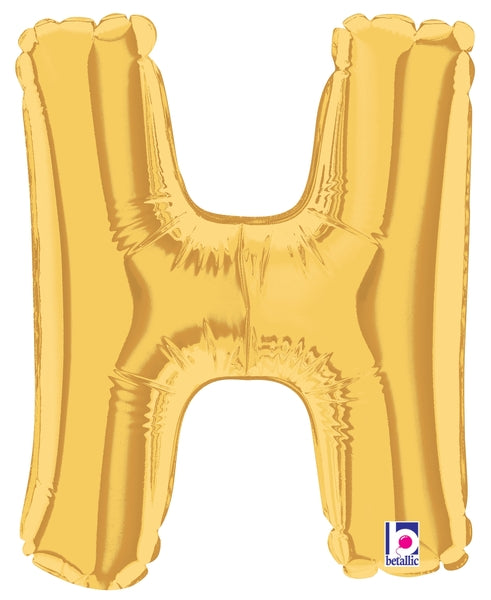 7" Airfill Only (requires heat sealing) Megaloon Jr. Letter Balloons H Gold