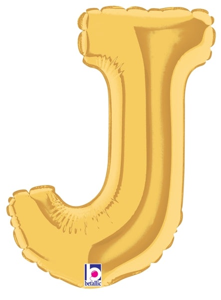 7" Airfill Only (requires heat sealing) Megaloon Jr. Letter Balloons J Gold