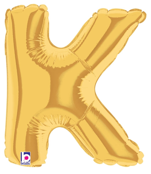 7" Airfill Only (requires heat sealing) Megaloon Jr. Letter Balloons K Gold