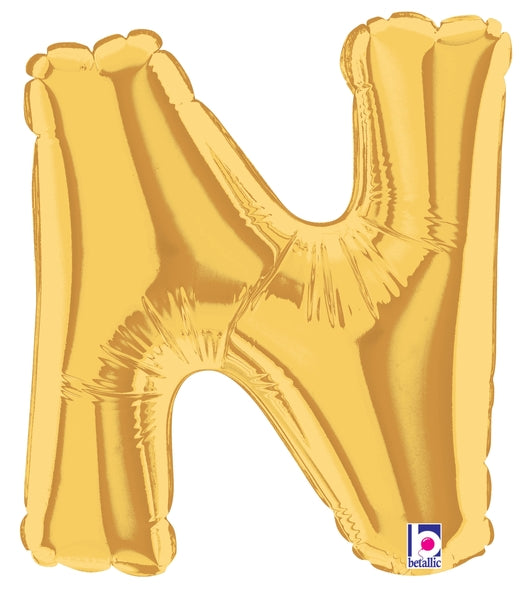 7" Airfill Only (requires heat sealing) Megaloon Jr. Letter Balloons N Gold