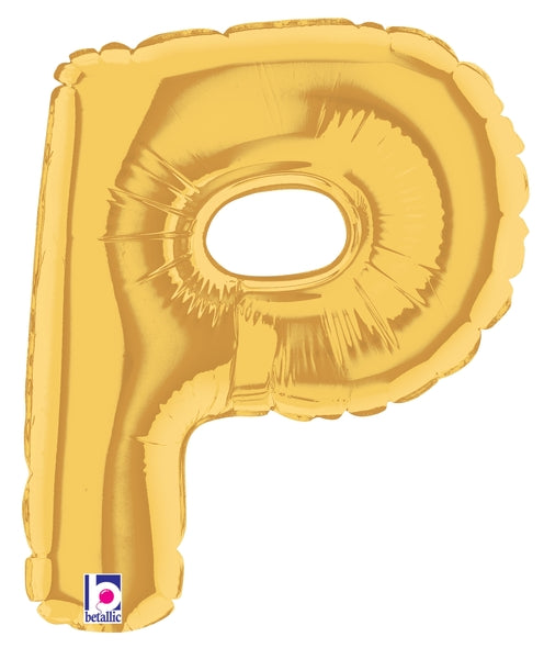 7" Airfill Only (requires heat sealing) Megaloon Jr. Letter Balloons P Gold