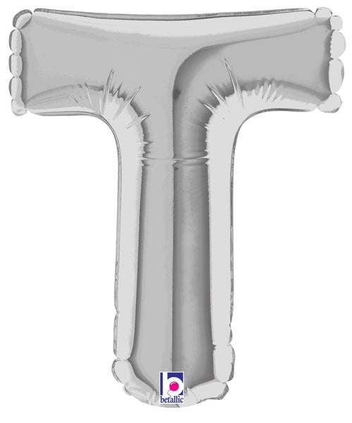 7" Airfill Only (requires heat sealing) Megaloon Jr. Letter Balloons T Silver