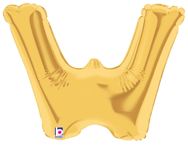 7" Airfill Only (requires heat sealing) Megaloon Jr. Letter Balloons W Gold