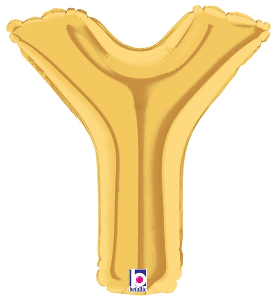 7" Airfill Only (requires heat sealing) Megaloon Jr. Letter Balloons Y Gold