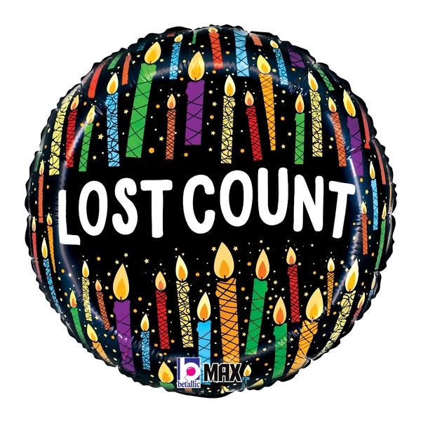 Not Inflated 18" Lost Count Candles Foil Balloon Manufactured By Betallic LLC St. Louis, MO