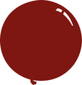 The Decomex 36" Standard Dynasty Red Latex Balloons (5 per bag) feature a solid red design with two white highlights on the upper right and a small knot at the bottom.