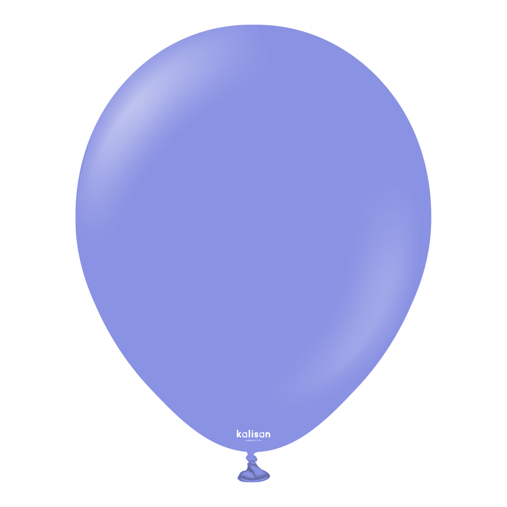 Color Code:2355 Standard Periwinkle 18 Inch With Logo Showing Kalisan Brand Uninflated Latex Balloons