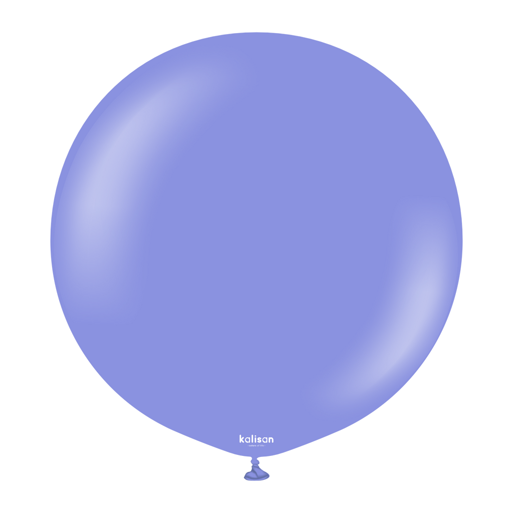 Color Code:2355 Standard Periwinkle 24 Inch With Logo Showing Kalisan Brand Uninflated Latex Balloons