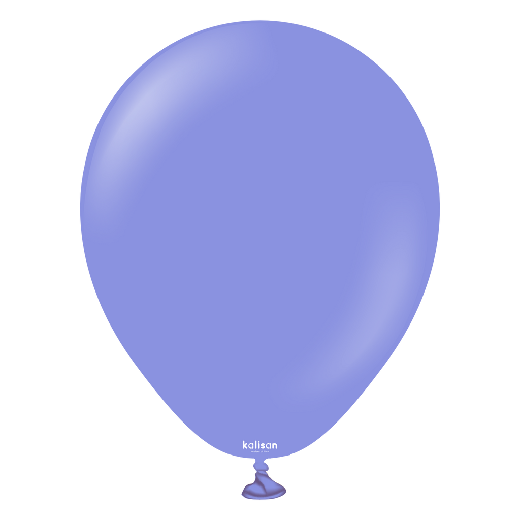 Color Code:2355 Standard Periwinkle 5 Inch With Logo Showing Kalisan Brand Uninflated Latex Balloons