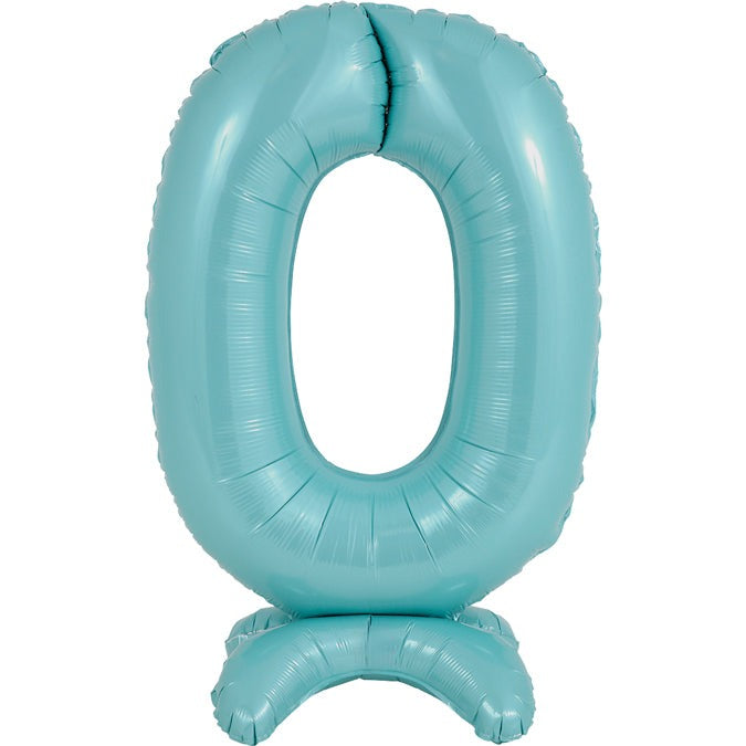 25" Number Standup 0 Pastel Blue Foil Balloon