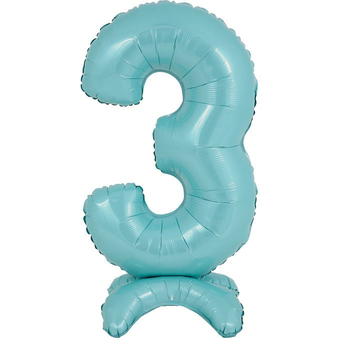 25" Number Standup 3 Pastel Blue Foil Balloon