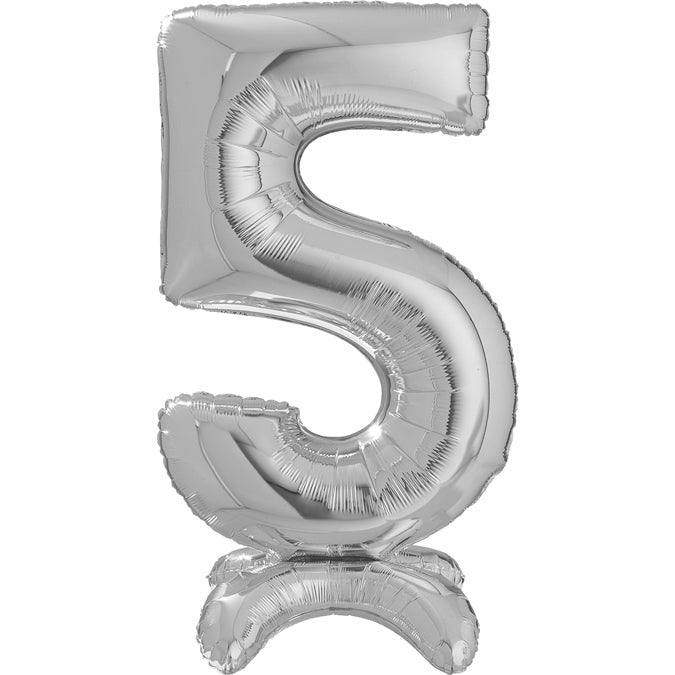 25" Number Standup 5 Silver Foil Balloon
