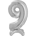 25" Number Standup 9 Silver Foil Balloon