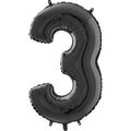 26" Midsize Foil Shape Balloon Number 3 Black