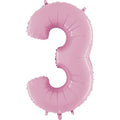 26" Midsize Foil Shape Balloon Number 3 Pastel Pink