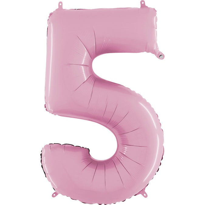 26" Midsize Foil Shape Balloon Number 5 Pastel Pink