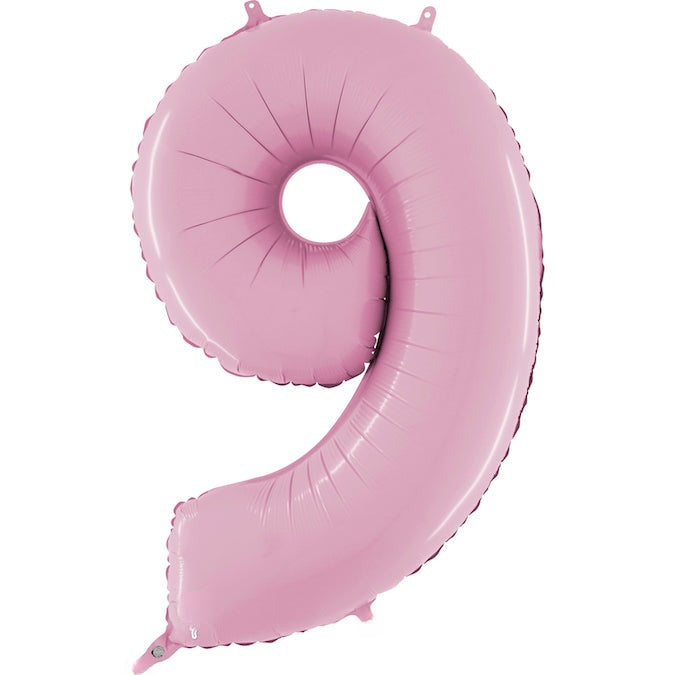 26" Midsize Foil Shape Balloon Number 9 Pastel Pink