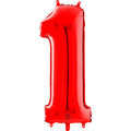 26" Midsize Foil Shape Balloon Number 1 Red