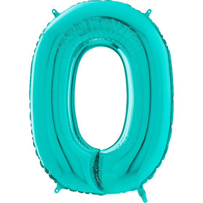 26" Midsize Foil Shape Balloon Number 0 Tiffany